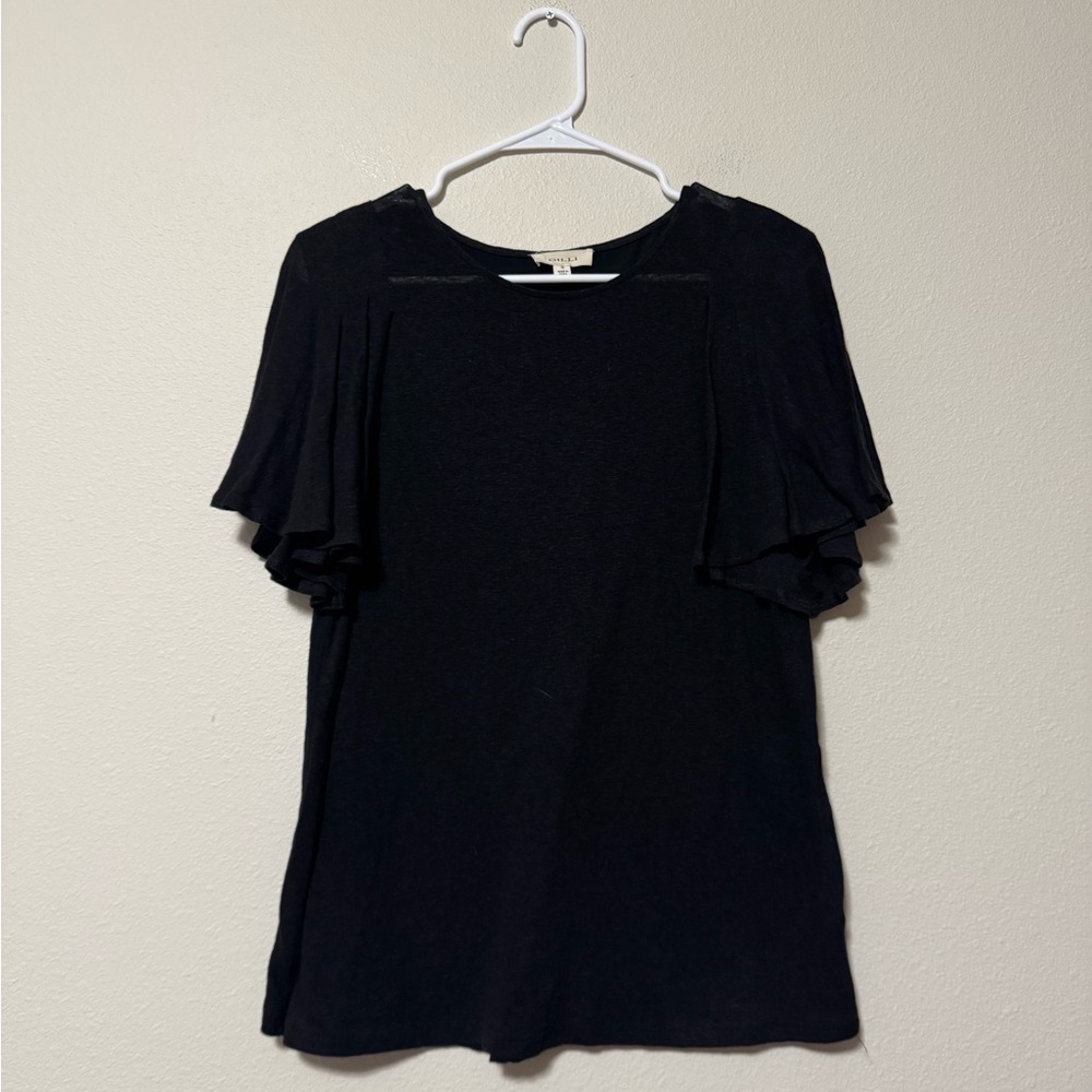 Gilli Black Flutter Sleeve Blouse